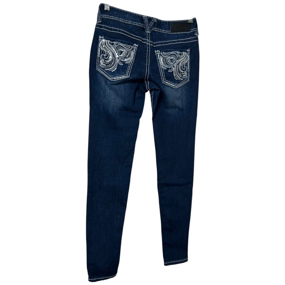 Vanity Premium‎ Collection Dark Wash Embellished Skinny Jeans Size 27 W / 32 L